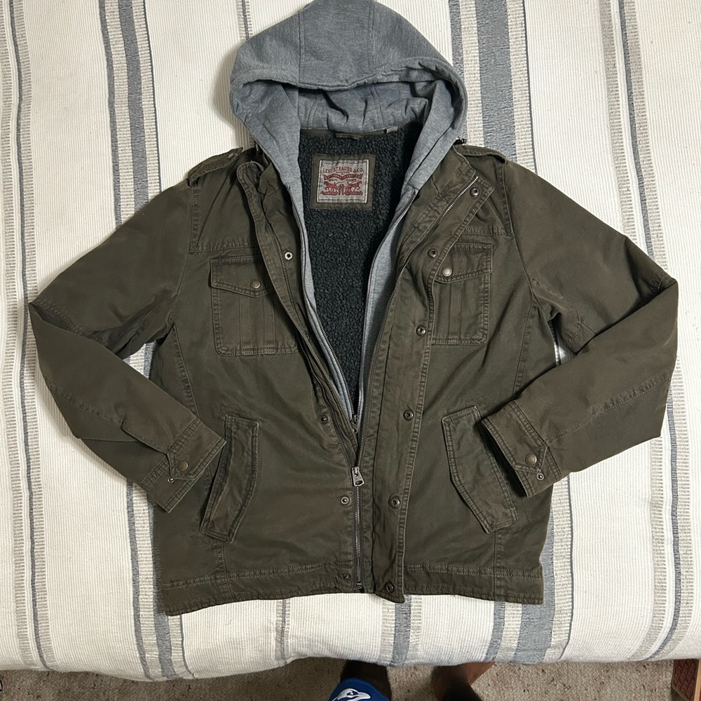 Levi's Green Hooded Military Jacket